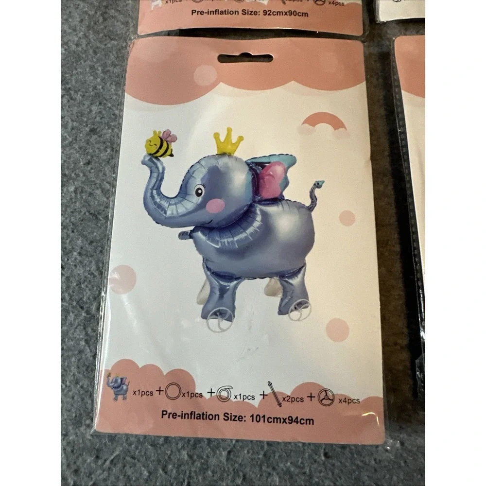4 Pcs Walking Animal Balloon With Wheels Foil Balloon For Kids Party